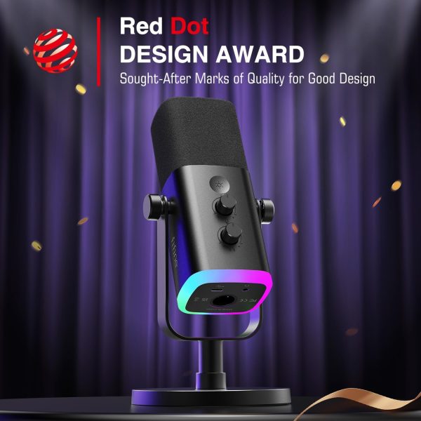 FIFINE USB/XLR Dynamic Microphone for Podcast Recording, PC Computer Gaming Streaming Mic with RGB Light, Mute Button, Headphones Jack, Desktop Stand, Vocal Mic for Singing YouTube-AmpliGame AM8 - Image 2