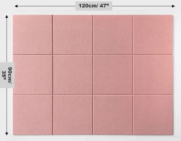 Large Cork Board Alternative - 12-Pack Felt Wall Tiles with Safe Removable Adhesive Tabs, Cork Wall Tiles Bulletin Board Home Office Essentials - Pink - Image 3