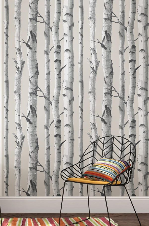NuWallpaper NU1694 Mountain Birch Peel & Stick Wallpaper, Grey - Image 2