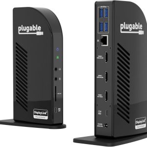 Plugable 13-in-1 USB-C Triple Monitor Docking Station, 100W Laptop Charging, DisplayLink Docking Station for Mac (Driver Req), Windows, Chrome (3 HDMI, 1 USB-C with 20W Charging, 4 USB, Ethernet, SD)