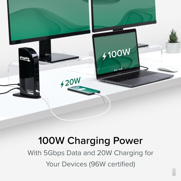 Plugable 13-in-1 USB-C Triple Monitor Docking Station, 100W Laptop Charging, DisplayLink Docking Station for Mac (Driver Req), Windows, Chrome (3 HDMI, 1 USB-C with 20W Charging, 4 USB, Ethernet, SD) - Image 4